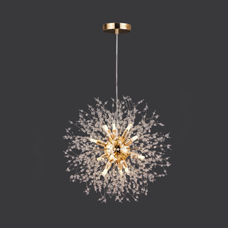 Contemporary Scandinavian Spherical Branch Snowflake Hardware Stainless Steel Crystal 9/12 Chandelier For Living Room