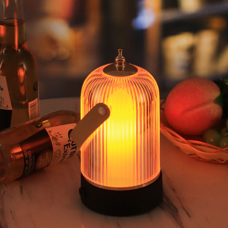 Contemporary Creative Cylinder Birdcage Rechargeable Iron Plastic LED Table Lamp For Bedroom