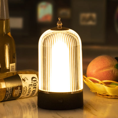 Contemporary Creative Cylinder Birdcage Rechargeable Iron Plastic LED Table Lamp For Bedroom