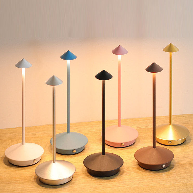 Contemporary Creative Cone Mushroom Aluminum Acrylic LED Table Lamp For Bedroom