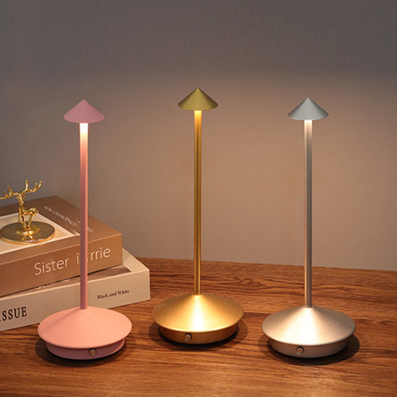 Contemporary Creative Cone Mushroom Aluminum Acrylic LED Table Lamp For Bedroom