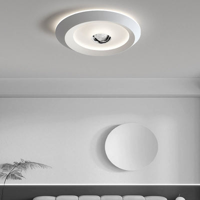 Modern Minimalist Round Oval Recessed Iron Acrylic LED Flush Mount Ceiling Light For Bedroom