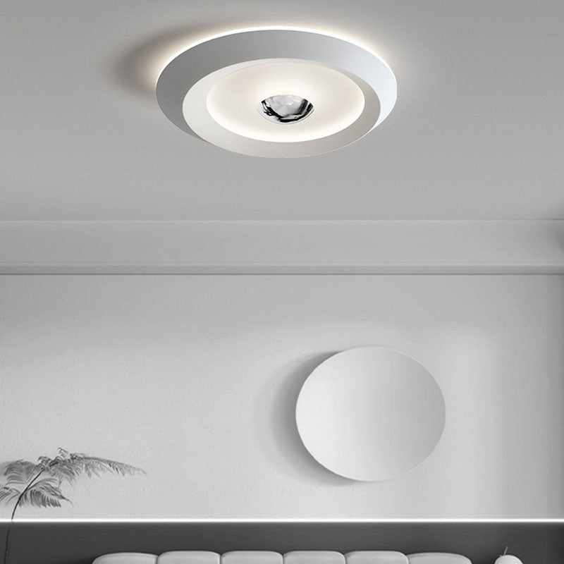 Modern Minimalist Round Oval Recessed Iron Acrylic LED Flush Mount Ceiling Light For Bedroom