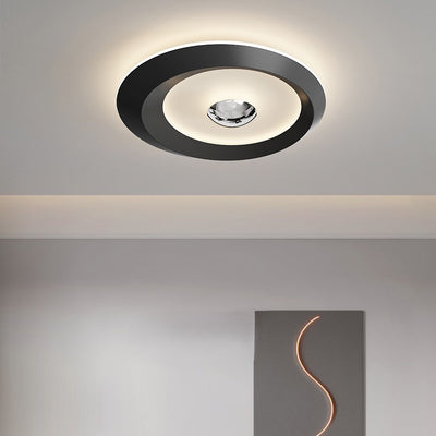 Modern Minimalist Round Oval Recessed Iron Acrylic LED Flush Mount Ceiling Light For Bedroom