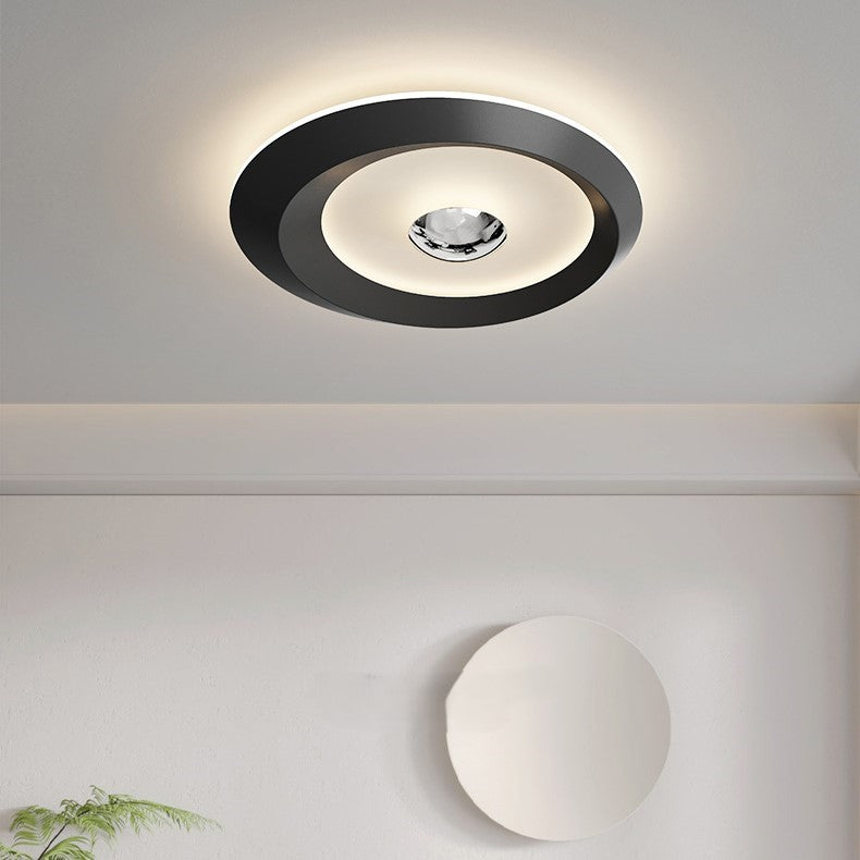 Modern Minimalist Round Oval Recessed Iron Acrylic LED Flush Mount Ceiling Light For Bedroom