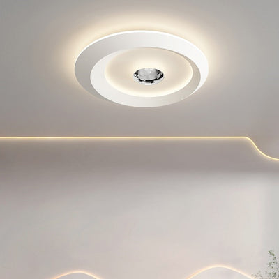 Modern Minimalist Round Oval Recessed Iron Acrylic LED Flush Mount Ceiling Light For Bedroom