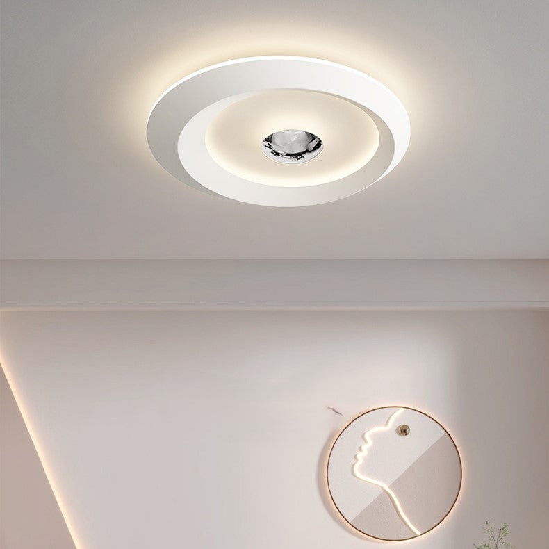 Modern Minimalist Round Oval Recessed Iron Acrylic LED Flush Mount Ceiling Light For Bedroom