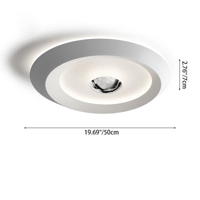 Modern Minimalist Round Oval Recessed Iron Acrylic LED Flush Mount Ceiling Light For Bedroom