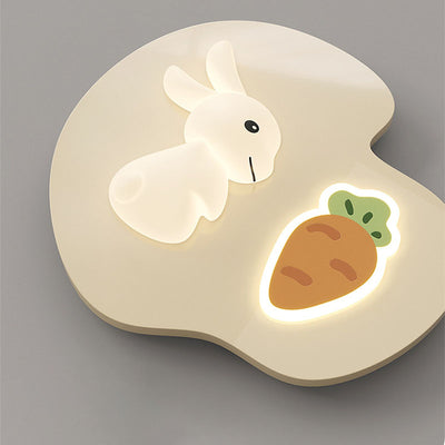 Contemporary Creative Cartoon Kids Rabbit Carrot Cloud Iron Acrylic LED Flush Mount Ceiling Light For Bedroom