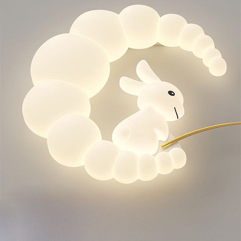 Contemporary Creative Cartoon Kids Rabbit Carrot Cloud Iron Acrylic LED Flush Mount Ceiling Light For Bedroom