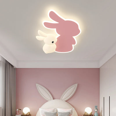 Contemporary Creative Cartoon Kids Rabbit Carrot Cloud Iron Acrylic LED Flush Mount Ceiling Light For Bedroom