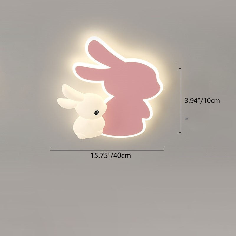 Contemporary Creative Cartoon Kids Rabbit Carrot Cloud Iron Acrylic LED Flush Mount Ceiling Light For Bedroom