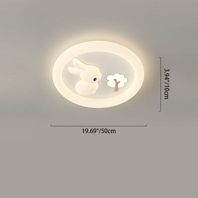 Contemporary Creative Cartoon Kids Rabbit Carrot Cloud Iron Acrylic LED Flush Mount Ceiling Light For Bedroom