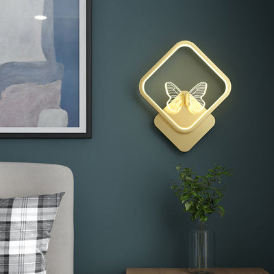 Contemporary Scandinavian Square Round Butterfly Iron Silicone Strip LED Wall Sconce Lamp For Bedroom