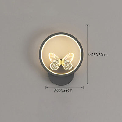 Contemporary Scandinavian Square Round Butterfly Iron Silicone Strip LED Wall Sconce Lamp For Bedroom