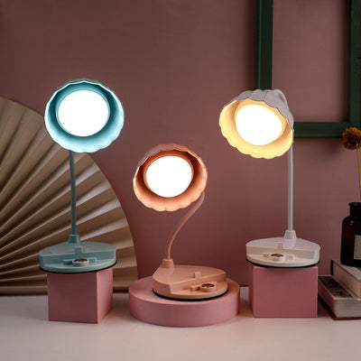 Contemporary Creative Flower Round Base Plastic LED Table Lamp For Bedroom