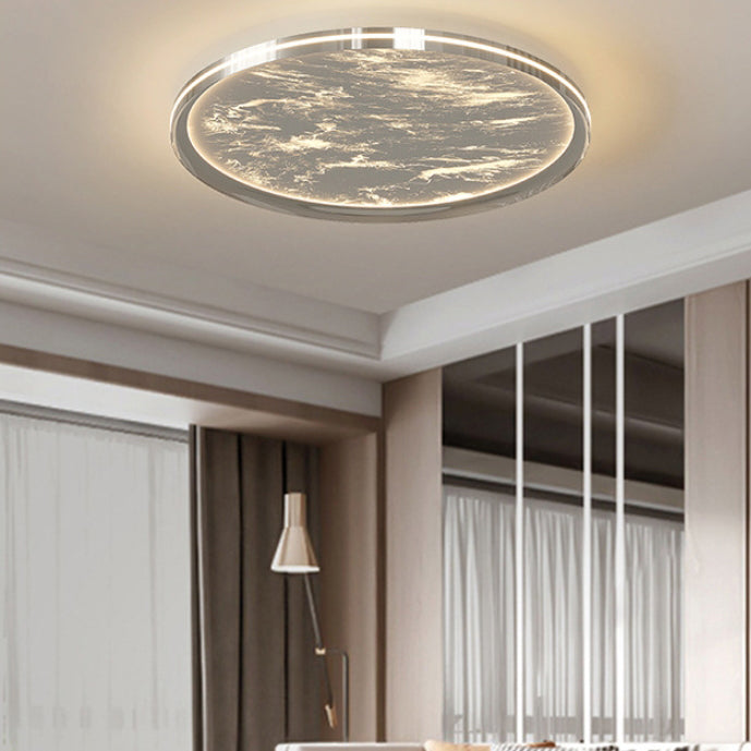 Modern Minimalist Round Cloud Sea Aluminum Acrylic LED Flush Mount Ceiling Light For Bedroom