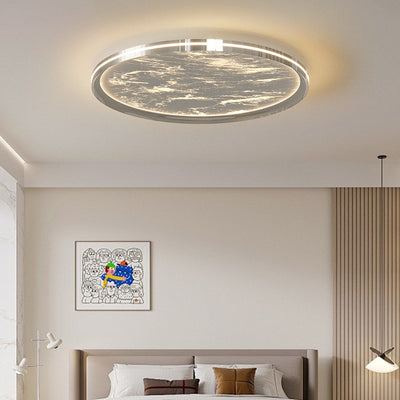 Modern Minimalist Round Cloud Sea Aluminum Acrylic LED Flush Mount Ceiling Light For Bedroom