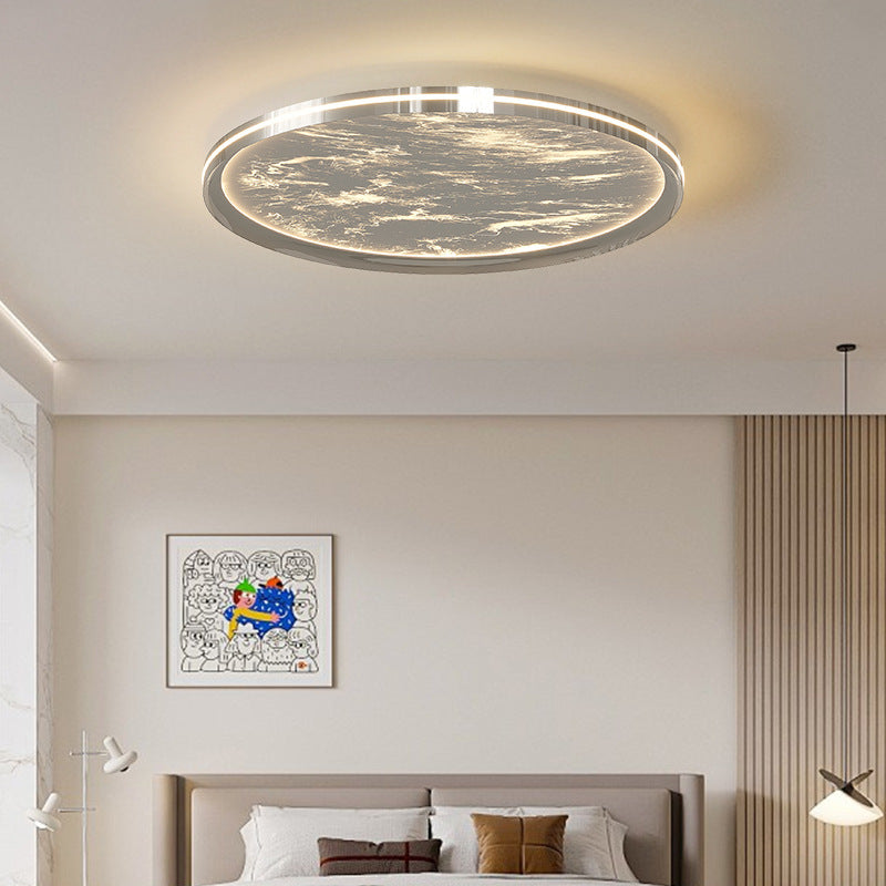 Modern Minimalist Round Cloud Sea Aluminum Acrylic LED Flush Mount Ceiling Light For Bedroom