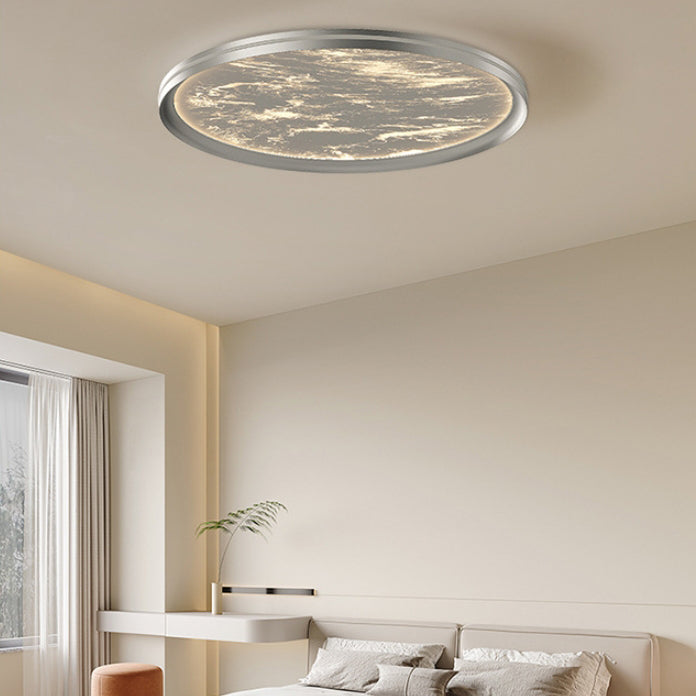 Modern Minimalist Round Cloud Sea Aluminum Acrylic LED Flush Mount Ceiling Light For Bedroom