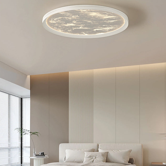 Modern Minimalist Round Cloud Sea Aluminum Acrylic LED Flush Mount Ceiling Light For Bedroom