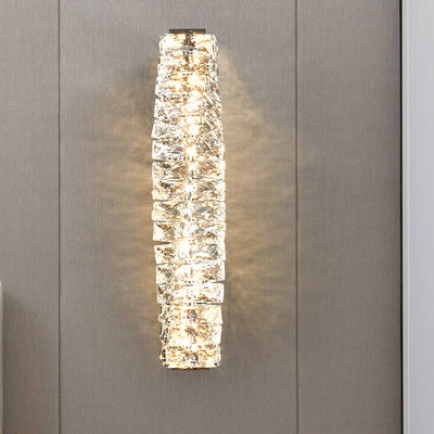 Modern Luxury Rectangle Block Hardware Crystal LED Wall Sconce Lamp For Living Room