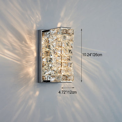 Modern Luxury Rectangle Block Hardware Crystal LED Wall Sconce Lamp For Living Room