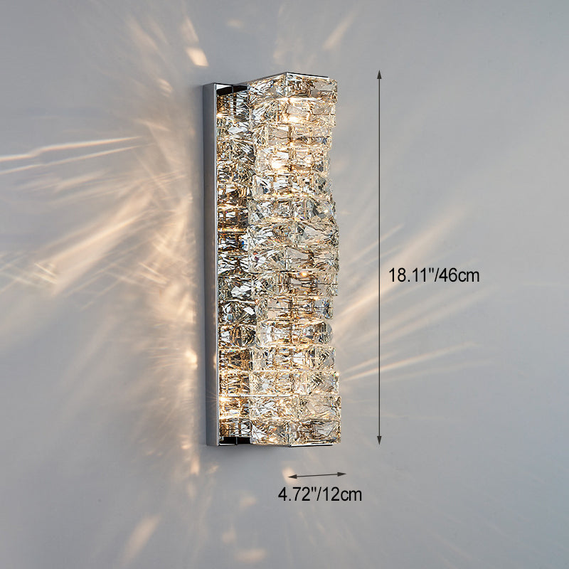 Modern Luxury Rectangle Block Hardware Crystal LED Wall Sconce Lamp For Living Room