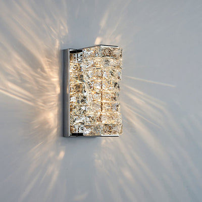 Modern Luxury Rectangle Block Hardware Crystal LED Wall Sconce Lamp For Living Room