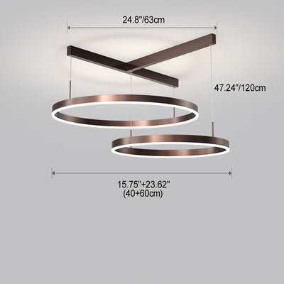 Zeitgenössische skandinavische runde mehrstufige T-Basis Aluminium Acryl LED Pendelleuchte für das Wohnzimmer 