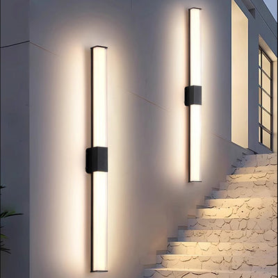 Modern Minimalist Waterproof Rectangle Long Aluminum PC Outdoor Wall Sconce Lamp For Garden