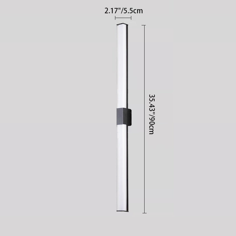 Modern Minimalist Waterproof Rectangle Long Aluminum PC Outdoor Wall Sconce Lamp For Garden