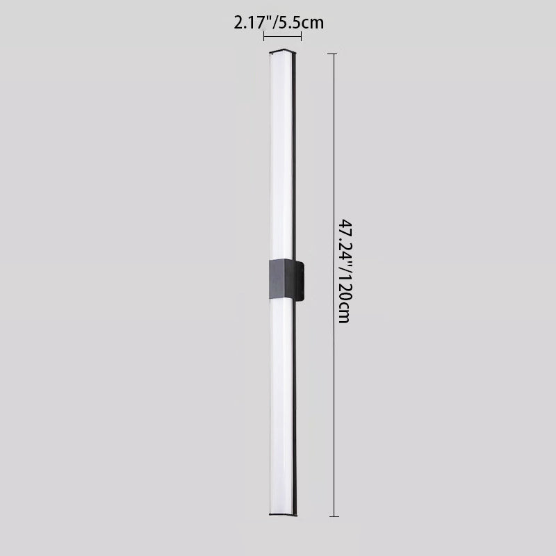 Modern Minimalist Waterproof Rectangle Long Aluminum PC Outdoor Wall Sconce Lamp For Garden