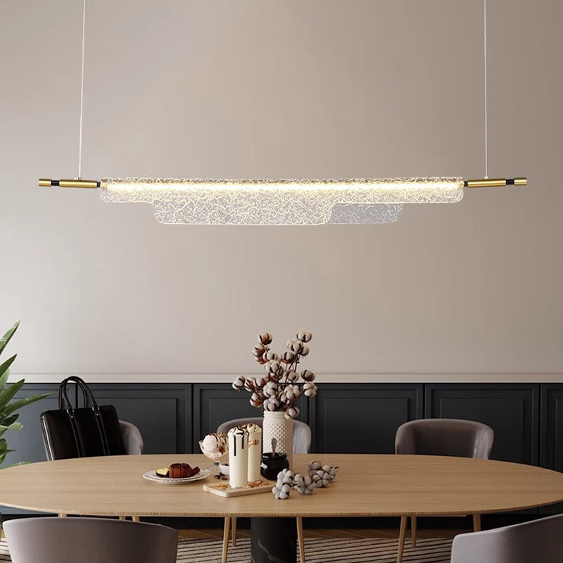 Contemporary Scandinavian Long Ribbon Water Ripple Dot Iron Aluminum Acrylic LED Pendant Light Island Light For Dining Room