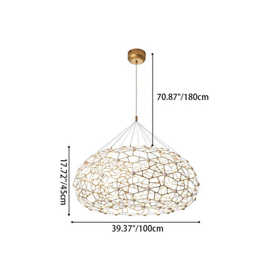 Contemporary Creative Oval Bird's Nest Stainless Steel PC LED Pendant Light For Living Room