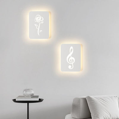 Contemporary Creative Rectangle Round Rose Note Deer Iron Acrylic LED Wall Sconce Lamp For Bedroom