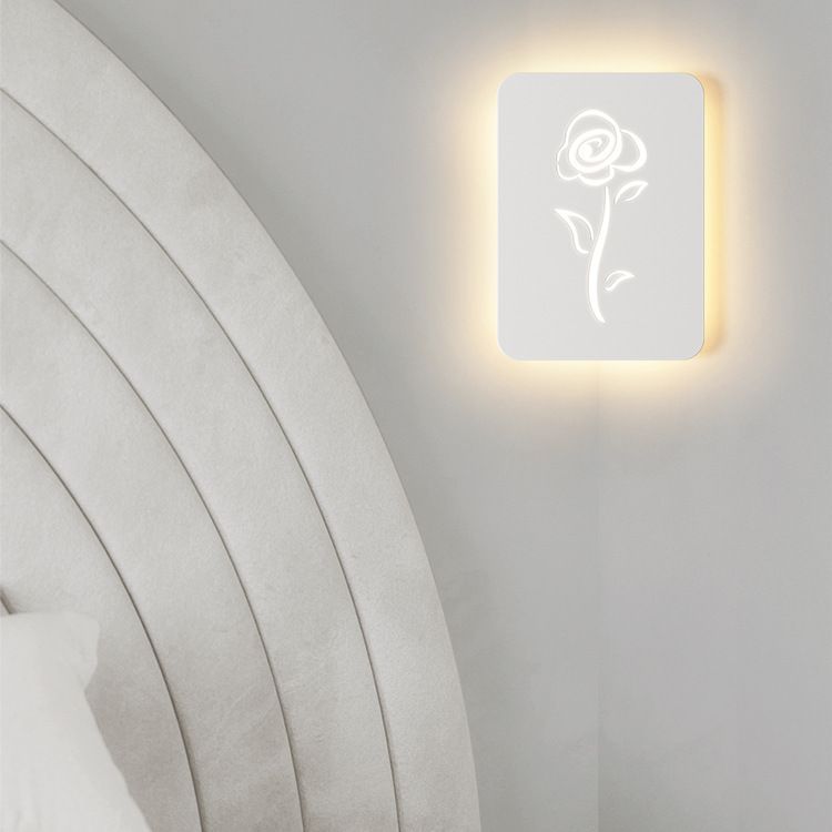 Contemporary Creative Rectangle Round Rose Note Deer Iron Acrylic LED Wall Sconce Lamp For Bedroom