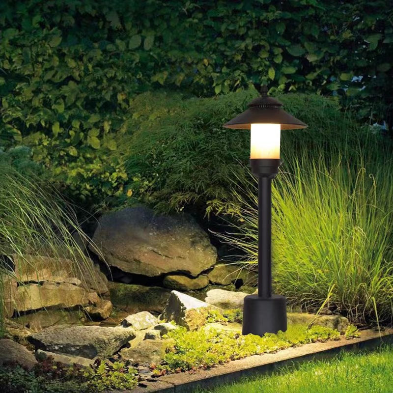 Traditional European Waterproof Half Round Cylinder Aluminum Dolomite 1-Light Outdoor Landscape Lamp For Garden