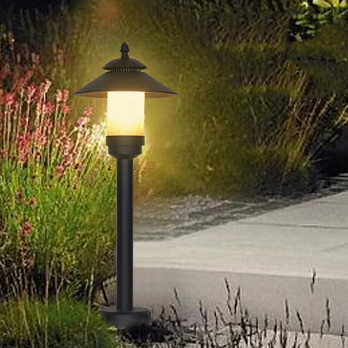 Traditional European Waterproof Half Round Cylinder Aluminum Dolomite 1-Light Outdoor Landscape Lamp For Garden