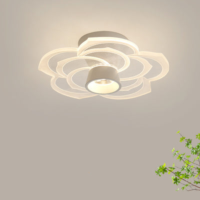 Contemporary Scandinavian Lotus Leaf Rose Iron Acrylic LED Semi-Flush Mount Ceiling Light For Living Room