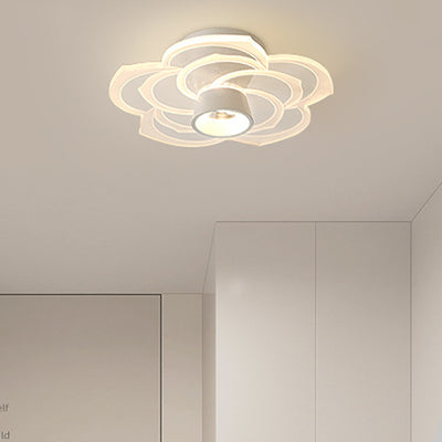 Contemporary Scandinavian Lotus Leaf Rose Iron Acrylic LED Semi-Flush Mount Ceiling Light For Living Room