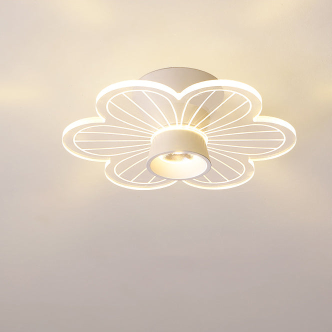 Contemporary Scandinavian Lotus Leaf Rose Iron Acrylic LED Semi-Flush Mount Ceiling Light For Living Room