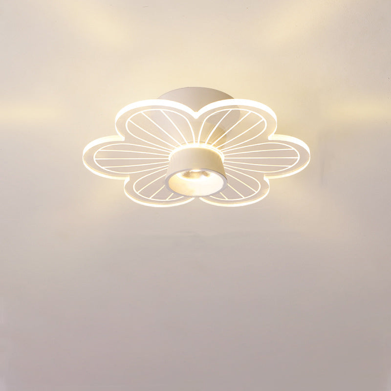 Contemporary Scandinavian Lotus Leaf Rose Iron Acrylic LED Semi-Flush Mount Ceiling Light For Living Room