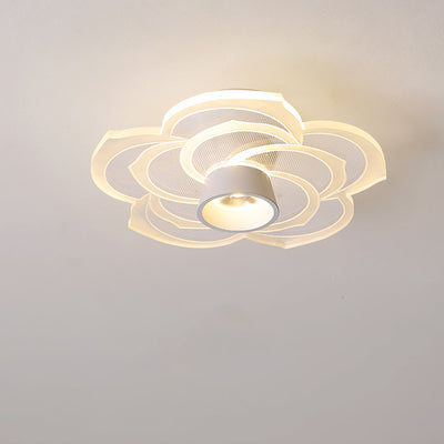 Contemporary Scandinavian Lotus Leaf Rose Iron Acrylic LED Semi-Flush Mount Ceiling Light For Living Room