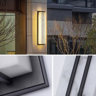 Modern Minimalist Waterproof Rectangle Long Stainless Steel Resin LED Outdoor Wall Sconce Lamp For Outdoor Patio