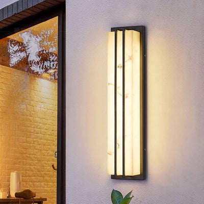 Modern Minimalist Waterproof Rectangle Long Stainless Steel Resin LED Outdoor Wall Sconce Lamp For Outdoor Patio