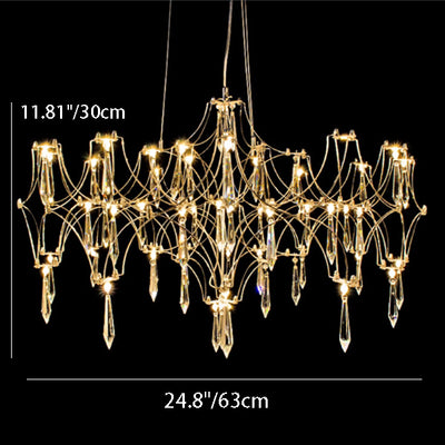 Modern Luxury Branching Mesh Stainless Steel Crystal LED Chandelier For Living Room