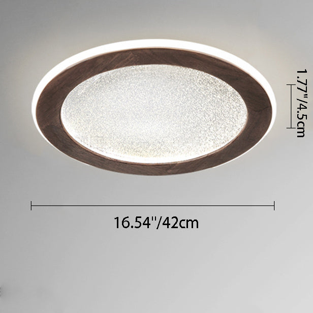 Contemporary Scandinavian Round Star Wood Acrylic LED Flush Mount Ceiling Light For Bedroom