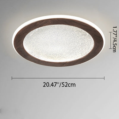 Contemporary Scandinavian Round Star Wood Acrylic LED Flush Mount Ceiling Light For Bedroom