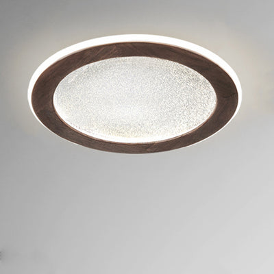 Contemporary Scandinavian Round Star Wood Acrylic LED Flush Mount Ceiling Light For Bedroom